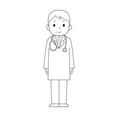 Line Art Front View Doctor Illustration for Medical Use