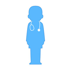 Light Blue Silhouette Outline Front View Doctor Illustration