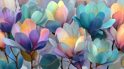 Modern floral art painting with bright blossoms high resolution picture