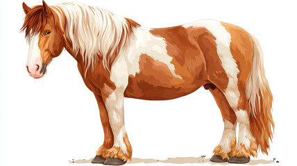 Adorable modern farm horse vector illustration isolated on white background