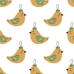 Cute patterned birds with green accents on a white background create a cheerful design for home decor or textiles