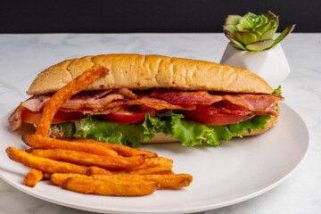 blt sub sandwich with sweet potato fries