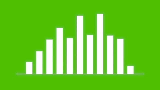 Financial graph analysis, Rising bar graph, Stock market graph on green background. Full HD. 4K