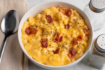 macaroni and cheese  with bacon and herbs