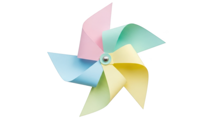 Pastel paper pinwheel on black background pink blue