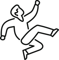 Man jumping, floating, feeling freedom, joy, and success in a minimalist line art style