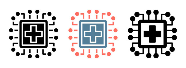 Ai Healthcare Icon Collection Set  Glyph & Mixed Style  