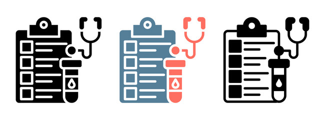 Medical Test Icon Collection Set  Glyph & Mixed Style  