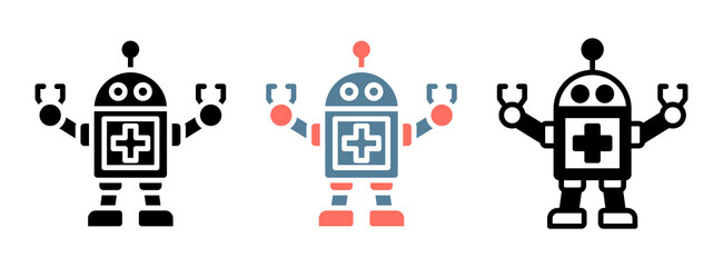 Medical Robot Icon Collection Set  Glyph & Mixed Style  