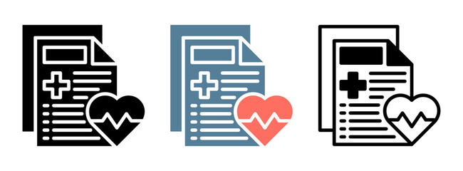 Medical Data Icon Collection Set  Glyph & Mixed Style  