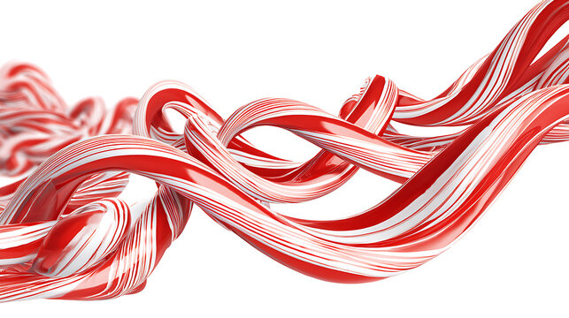 Wave of Candy Cane 3D Ornament with White Background