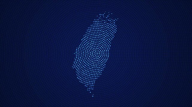 Digital Taiwan Map with Dotted Flicker and Scale Reveal Animation