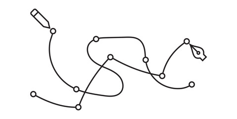 Minimal Vector Pen Tool Path Outline – Bézier Curve Illustration