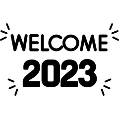 Welcome 2023 Icon Glyph Style New Year Celebration, Festive 2023 Symbol