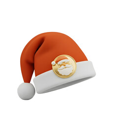 3D Rendered Santa Hats Collection &ndash; Orange Gold Star  Designs for Christmas Holiday Graphics, Ads, and Festive Projects