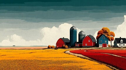 Rustic red barn on open farmland high resolution picture