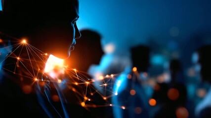 Influencer and opinion leader concept visualization with network connections faceless composition defocused social media background digital influence network professional