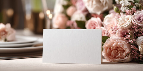 Mockup blank card mockup with flower