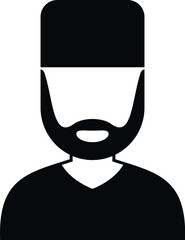 Man with beard and cap avatar icon on white background