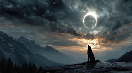 Stunning celestial event in twilight mountains high resolution picture