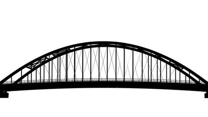 Obraz premium Black silhouette of an arch truss bridge structure