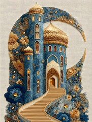 Stunning golden staircase leading to majestic palace high resolution picture