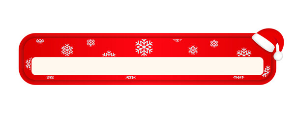 Christmas name tag. Banner for text with Santa Claus hat