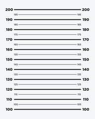 Vertical Height Measurement Chart with Clean Black Lines and Numerical Labels
