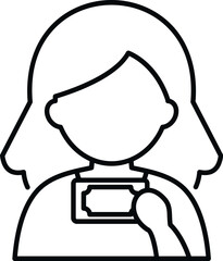 Person holding a mobile device and taking a selfie