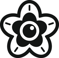 Abstract flower shape combining a petal outline with a prominent central eye