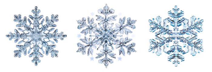 Realistic Large Snowflakes on Transparent Background