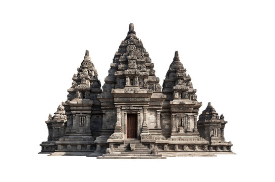 Ancient Javanese Hindu Temple on a transparent background