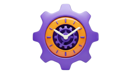 Gear Clock: Time Management Concept on White Background