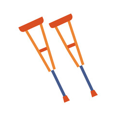 Vector Clip Art Crutches on White Background for Web and Graphic Design