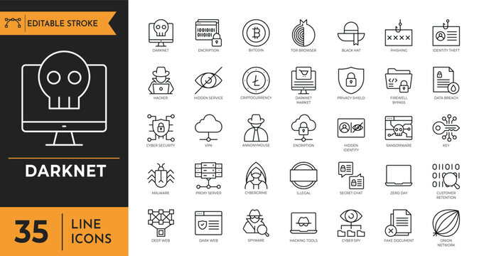 Darknet icon set. Vector illustration