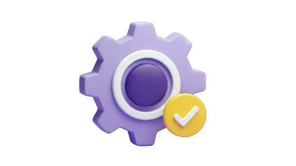 Gear Icon with Checkmark: Successful Settings