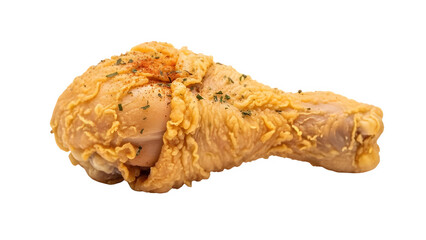 Fried chicken drumstick isolated on PNG background.