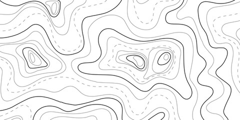 Map of topographic relief lines, illustration of relief contour Topographic landscape surface Concept of conditional geography scheme, terrain path Editable stroke Abstract ocean relief vector texture
