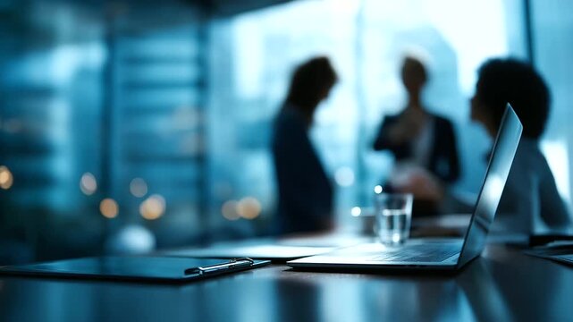 Faceless corporate teamworking colleagues in modern office defocused workspace background with windows collaborative work environment professional teamwork business office atmo