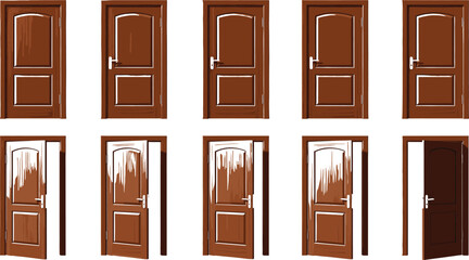 Vector Collection of Polar Bear Characters in Different Poses (Sitting, Lying, Swimming, with Cubs) in a Flat, Minimalist Style, Ideal for Arctic Wildlife, Nature, and Climate Graphics. © Rubya