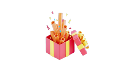 Gift Box with Confetti and Party Blowers - Celebration Concept