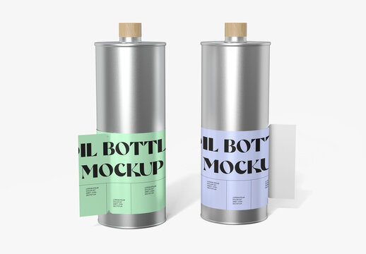 Tin Can Oil Bottle Mockup
