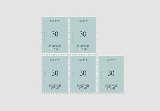 Postage Stamp Mockup Template