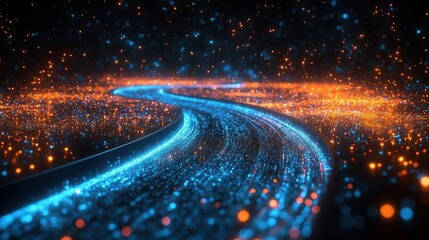 Futuristic Data Stream - A Vibrant Highway of Information.