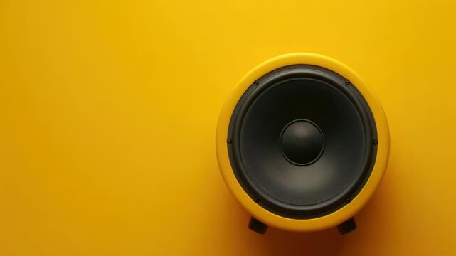 Video A close-up view of a speaker on a yellow background, ideal for presentations or technology-related projects