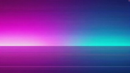 Loop starting abstract gradient shifting magenta to teal on digital display with horizon, scanlines - Powered by Adobe