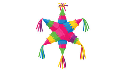 Obraz premium Colorful star shaped piata with tassels on for party decoration