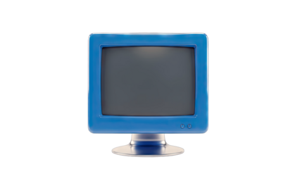 Blue Retro Computer Monitor on White Background