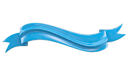Blue Ribbon Banner Floating on White Background