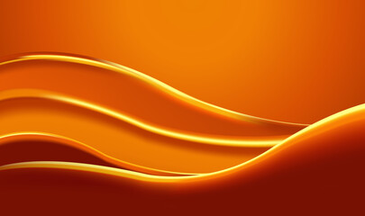 Dynamic abstract orange and yellow rays with golden streaks and gradient futuristic background